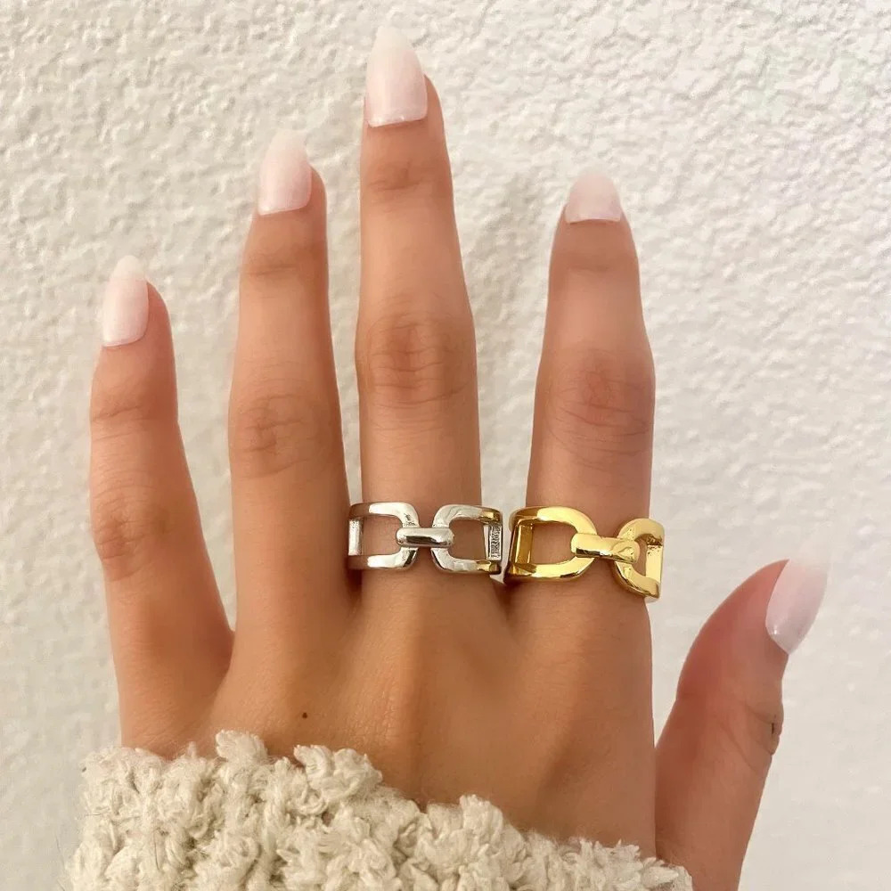 925 Sterling Silver Chunky Statement Ring Buckle … - image 3